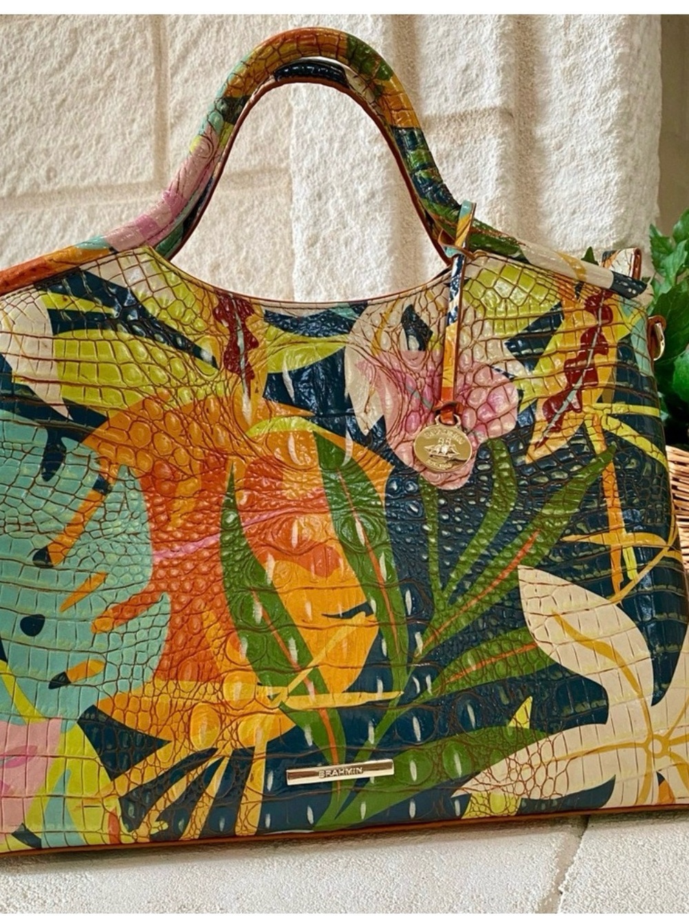 EXOTIC!!🌴BRAHMIN RETRO JUNGLE MELBOURNE (Large) ELAINE SATCHEL (($365 MSRP)) - Picture 2 of 10